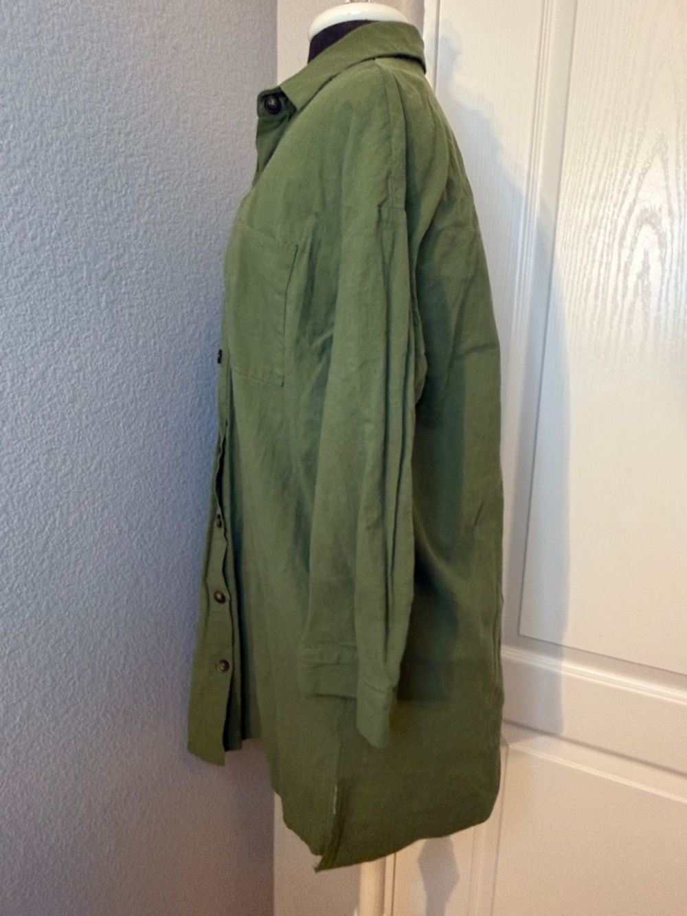 Amazon Beyove 100% cotton Olive Green Button-Up Shirt & Drawstring Shorts Set - Picture 3 of 12